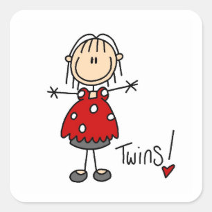 Erwartung von T - Shirt und Geschenken mit zwei Ge Quadratischer Aufkleber