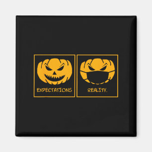 Erwartungen Realität Jack-o-Laterne Kürbiskopf Magnet