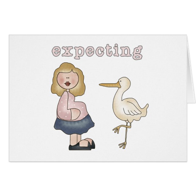 Erwartungsvolle Mama und Storch (Vorderseite (Horizontal))