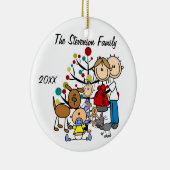 Erwartungsvolle Paare mit Mädchen, Junge, Hund, Keramikornament (Rechts)