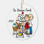 Erwartungsvolle Paare mit Mädchen, Junge, Hund, Keramikornament (Links)