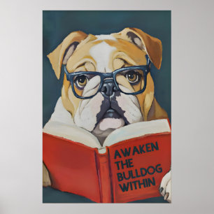 Erwecke die Bulldogge Whimsical Literary Wall Art Poster