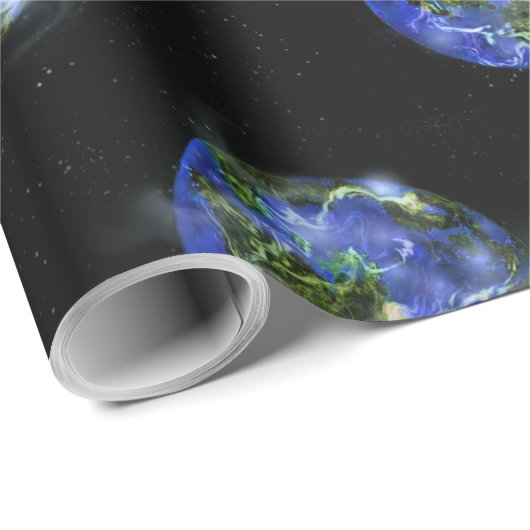 Erwecken blaue und grüne digitale Kunst Gaia fett Geschenkpapier (Rolleneckpunkt)