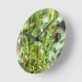 Erwecken des jungen Farns im Garten Runde Wanduhr (Winkel)