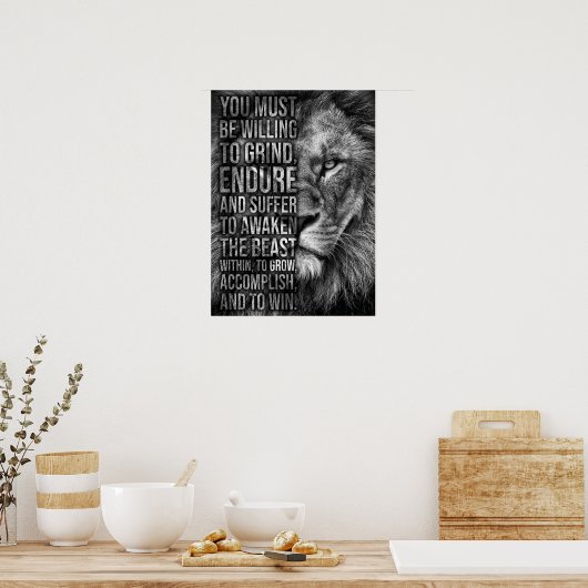 Erwecken Sie das Biest im Inneren - Löwengestein Poster (Küche)