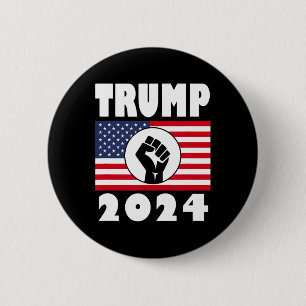 Erweckter Trump 2024 zum amerikanischen Flaggenpat Button