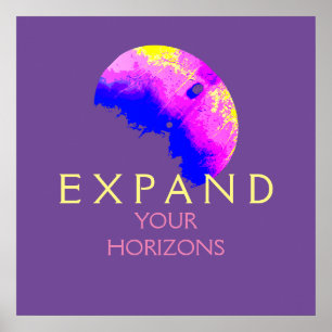 "Erweitern Sie Ihre Horizonte" Blau Rosa Gelb auf  Poster