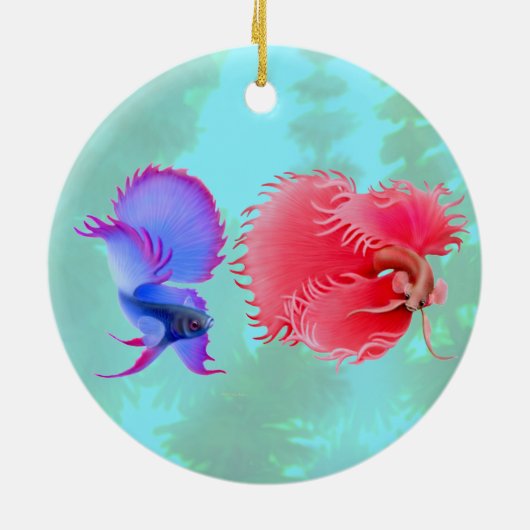 Erweiternde Betta Splendens kämpfende Keramikornament (Hinten)