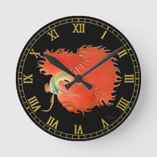 Erweiternde rote Betta kämpfende Fisch-Wanduhr Runde Wanduhr