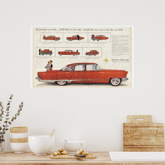 Erweitert 1956 Lincoln Premiere 4 Door Centerfold Poster (Küche)