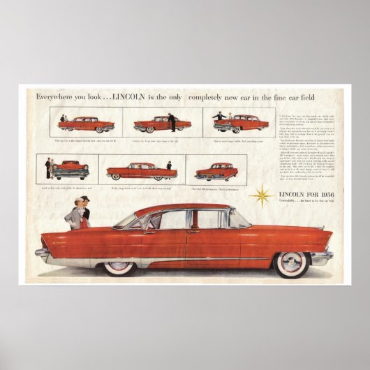 Erweitert 1956 Lincoln Premiere 4 Door Centerfold  Poster (Vorne)