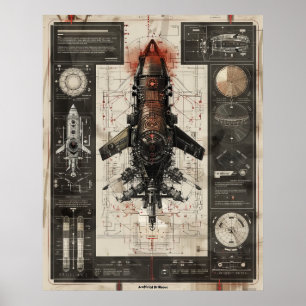 Erweiterte hyperreale Infografiken Schematics Tech Poster