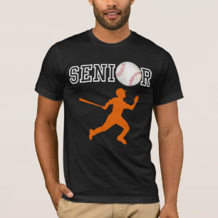 Erweiterter Baseballspieler mit orangem Silhouette T-Shirt