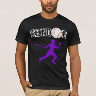 Erweiterter Baseballspieler mit violetter Silhouet T-Shirt