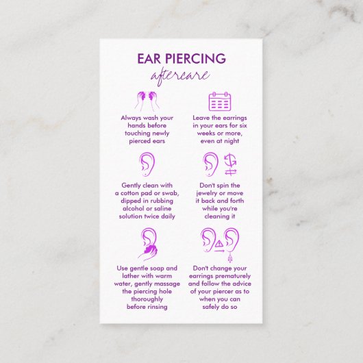 Erweiterungen der Pflegeanweisungen für Ohren Visitenkarte (Rückseite)