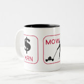 Erwerben Sie. Mähen Sie. Grill Zweifarbige Tasse (Vorderseite Links)