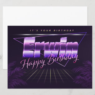 Erwin Name Vorname lila retro Karte Geburtstag