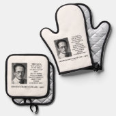 Erwin Schrödinger Task "Thunfisch bis heute denken Ofenhandschuh & Topflappen-Set (Vorderseite/Rückseite)