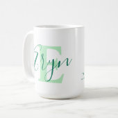 Eryn Name bedeutet Monogramm E grün Kaffeetasse (Vorderseite Links)