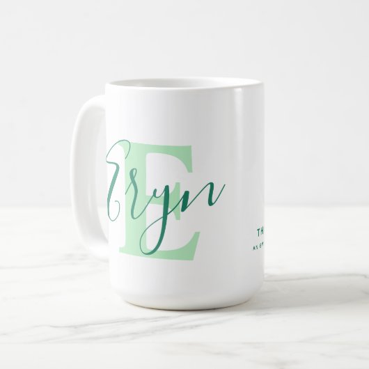 Eryn Name bedeutet Monogramm E grün Kaffeetasse (Vorderseite Links)