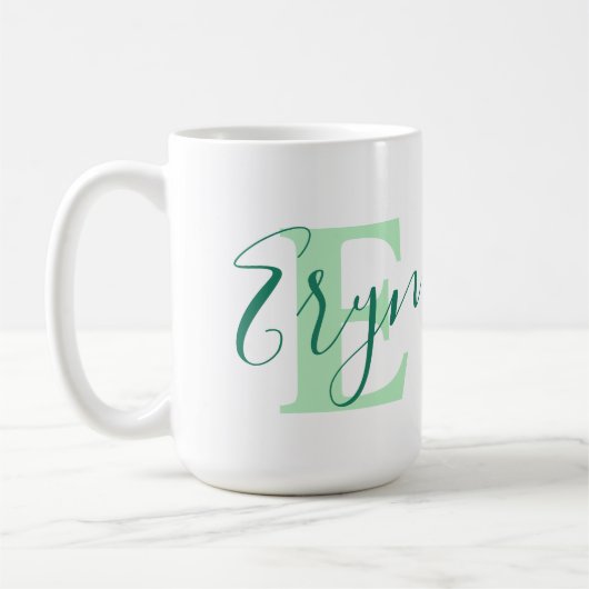 Eryn Name bedeutet Monogramm E grün Kaffeetasse (Links)
