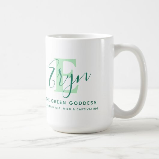 Eryn Name bedeutet Monogramm E grün Kaffeetasse (Rechts)