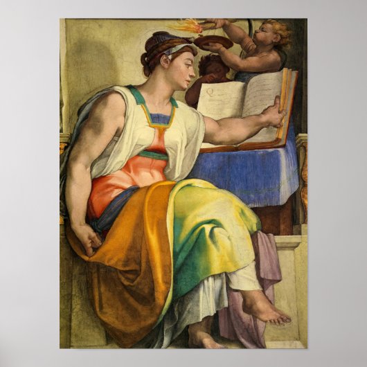Erythraean Sibyl von Michelangelo Poster (Vorne)