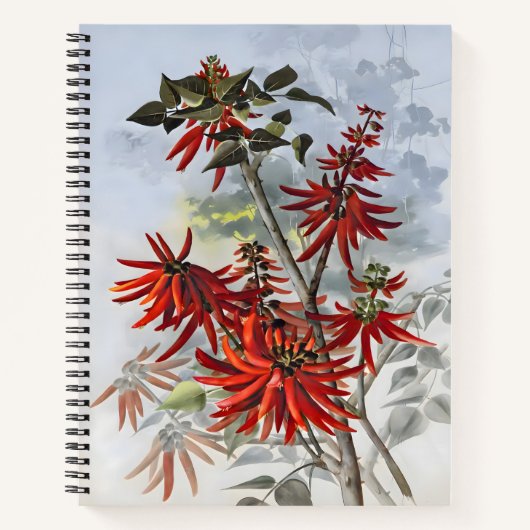 Erythrina Blume Wasserfarbe, Geschenkfarbe Notizblock (Vorderseite)