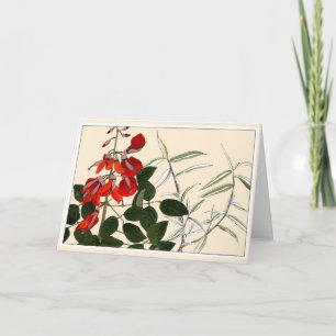 Erythrina Flowers Botanical Art Card Dankeskarte