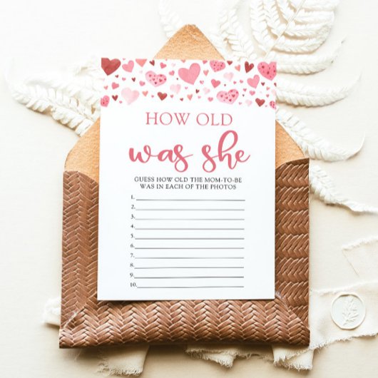 Erzähl Valentine wie alt war ihr Baby Duschspiel Einladung