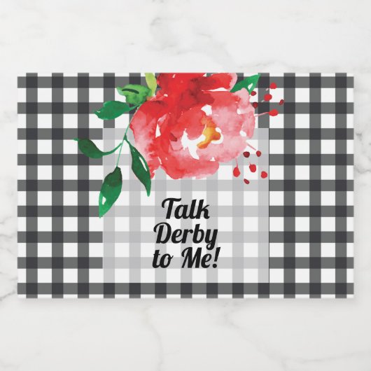 Erzählen Sie Derby mit mir Rose Schwarz-weiß Mini Alkoholflaschenetikett (Einzelnes Label)