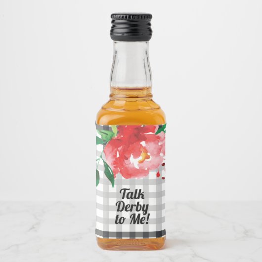 Erzählen Sie Derby mit mir Rose Schwarz-weiß Mini Alkoholflaschenetikett (Vorderseite)