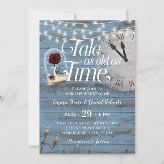 Erzählung so alt wie Time Dusty Blue Mairytale Hoc Einladung (Vorderseite)
