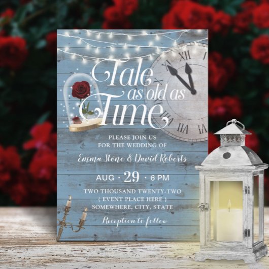 Erzählung so alt wie Time Dusty Blue Mairytale Hoc Einladung