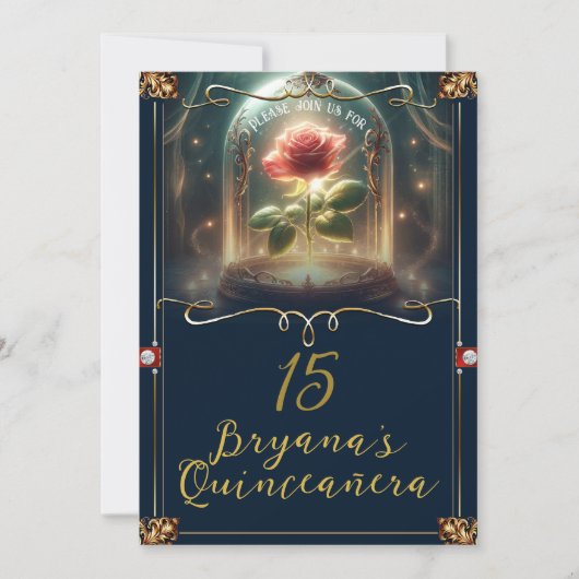 Erzählung so alt wie Zeit verzauberte Rose Quincea Einladung (Vorderseite)