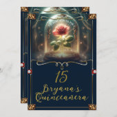 Erzählung so alt wie Zeit verzauberte Rose Quincea Einladung (Vorne/Hinten)