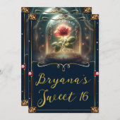 Erzählung so alt wie Zeit verzauberte Rose Süß 16 Einladung (Vorne/Hinten)