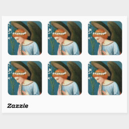 Erzengel Gabriel, Lippi-Verkündung (Detail) Quadratischer Aufkleber