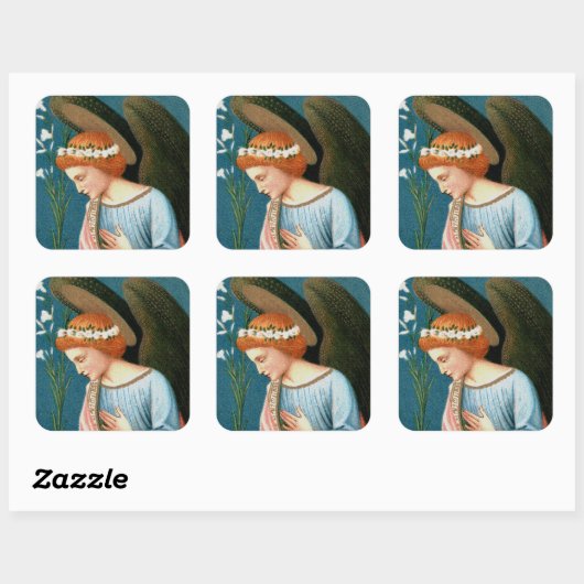 Erzengel Gabriel, Lippi-Verkündung (Detail) Quadratischer Aufkleber (Blatt)