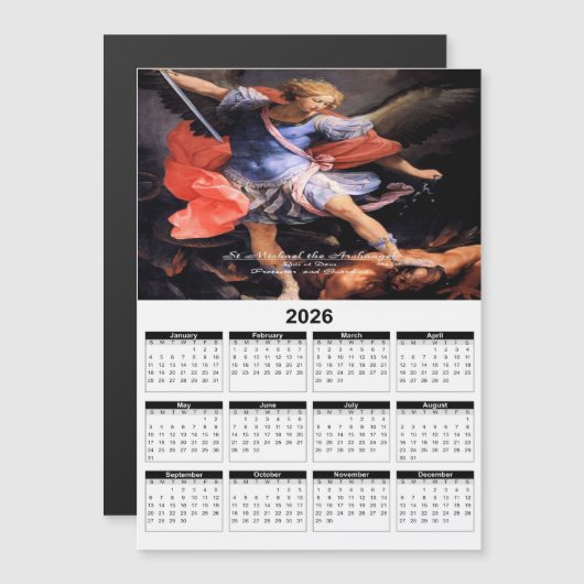 Erzengel Michael 2026 Kalender Magnetkarte (Vorne/Hinten)