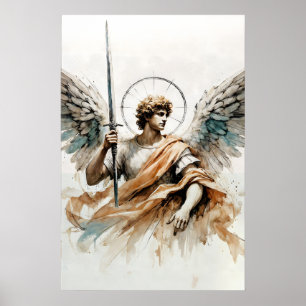 Erzengel Michael Aquarell Christlicher Engel Kunst Poster