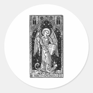 Erzengel Michael besiegt Satan Christus Runder Aufkleber