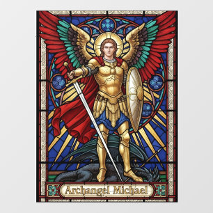 Erzengel Michael - Bunter Glasmalerei-Engel Fensteraufkleber