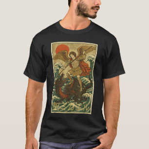 Erzengel Michael Drache japanischer Stil katholisc T-Shirt