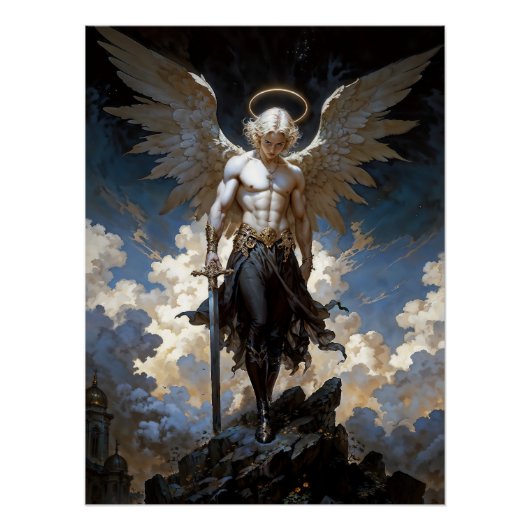 Erzengel-Michael-Fantasy-Illustration Poster (Vorderseite)