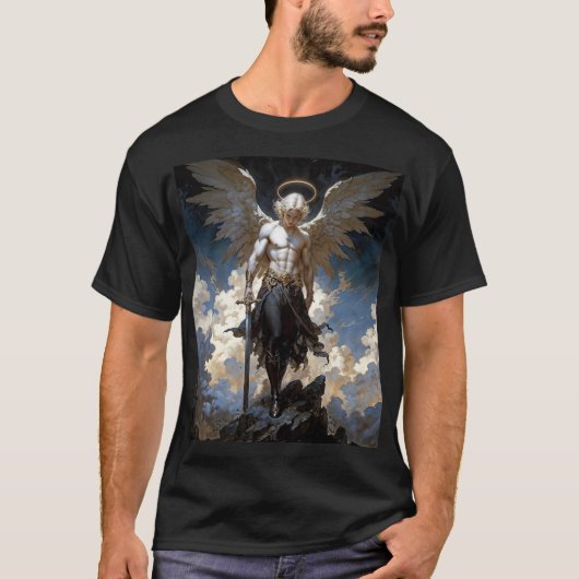 Erzengel Michael Fantasy-Illustration T-Shirt (Vorderseite)