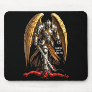 Erzengel Michael Glaube Design Macht keinen Friede Mousepad
