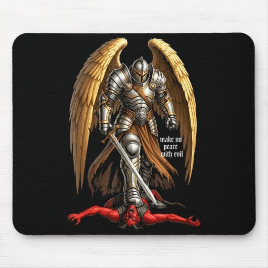 Erzengel Michael Glaube Design Macht keinen Friede Mousepad (Vorne)