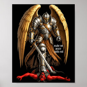 Erzengel Michael Glaube Design Macht keinen Friede Poster