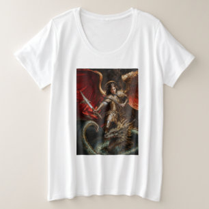 Erzengel Michael kämpft gegen Schlange Große Größe T-Shirt
